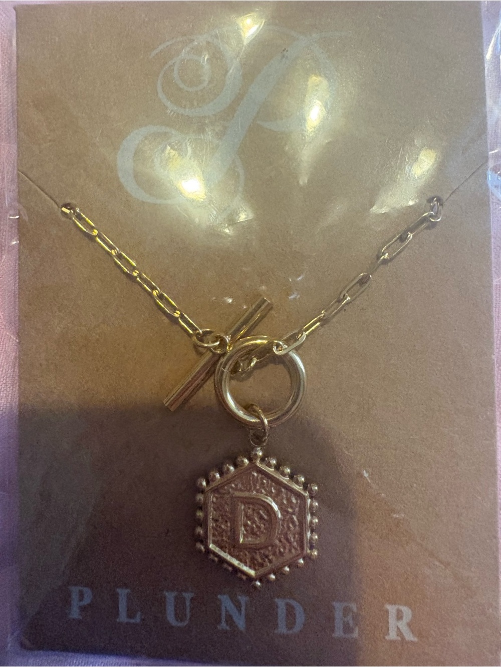 Plunder Gold Toggle “D” Coin Pendant Necklace - Gold